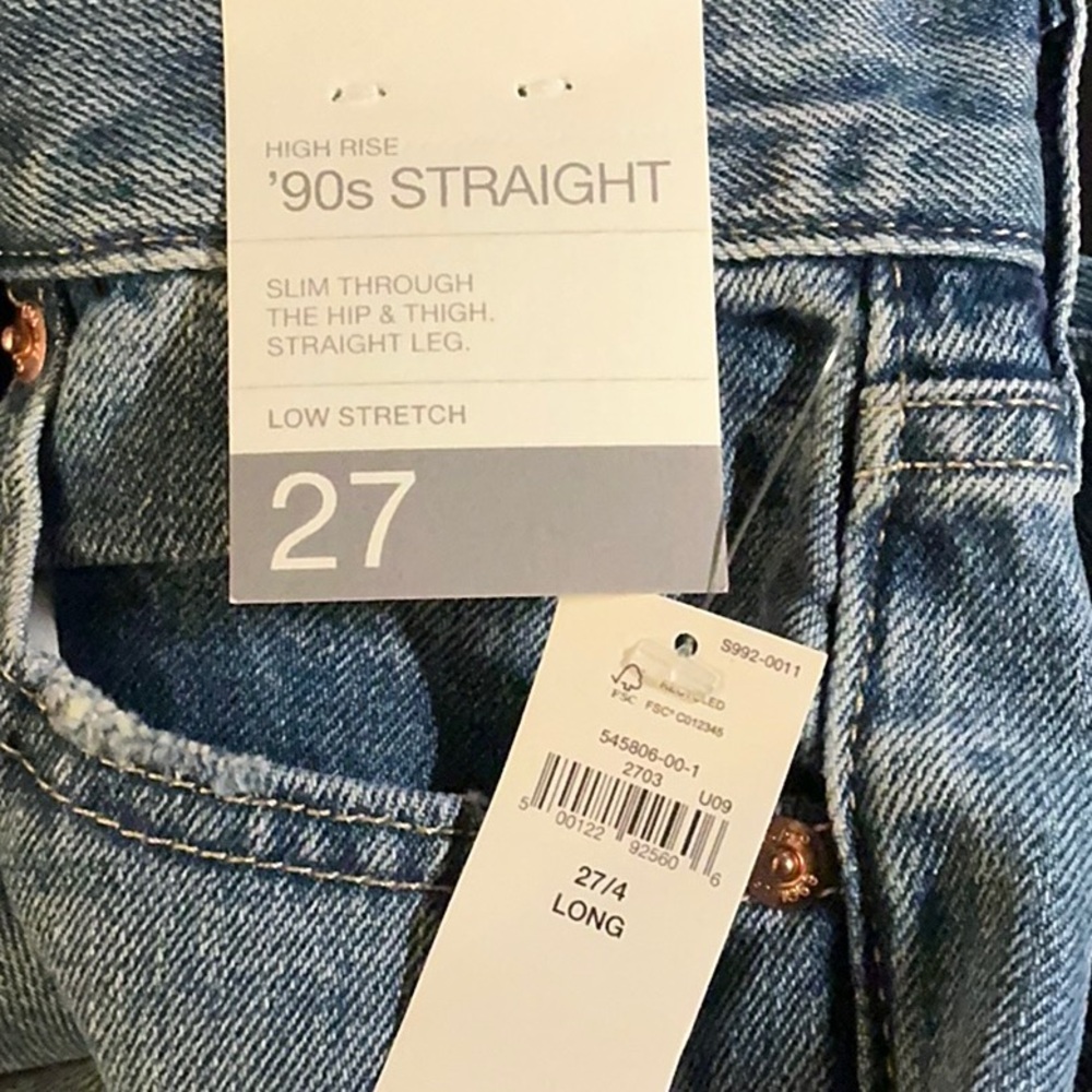 GAP High Rise Rigid 90s Slim Straight Jeans NWT 27/4 Long - Picture 7 of 9